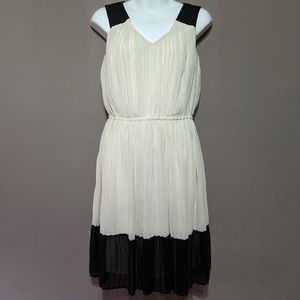 White and Black Pleated Dress